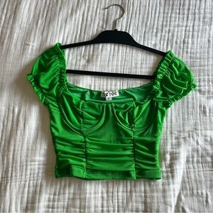 Mesh green crop top